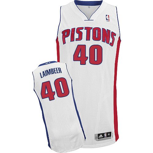 Mens Adidas Detroit Pistons 40 Bill Laimbeer Authentic White Home NBA Jersey